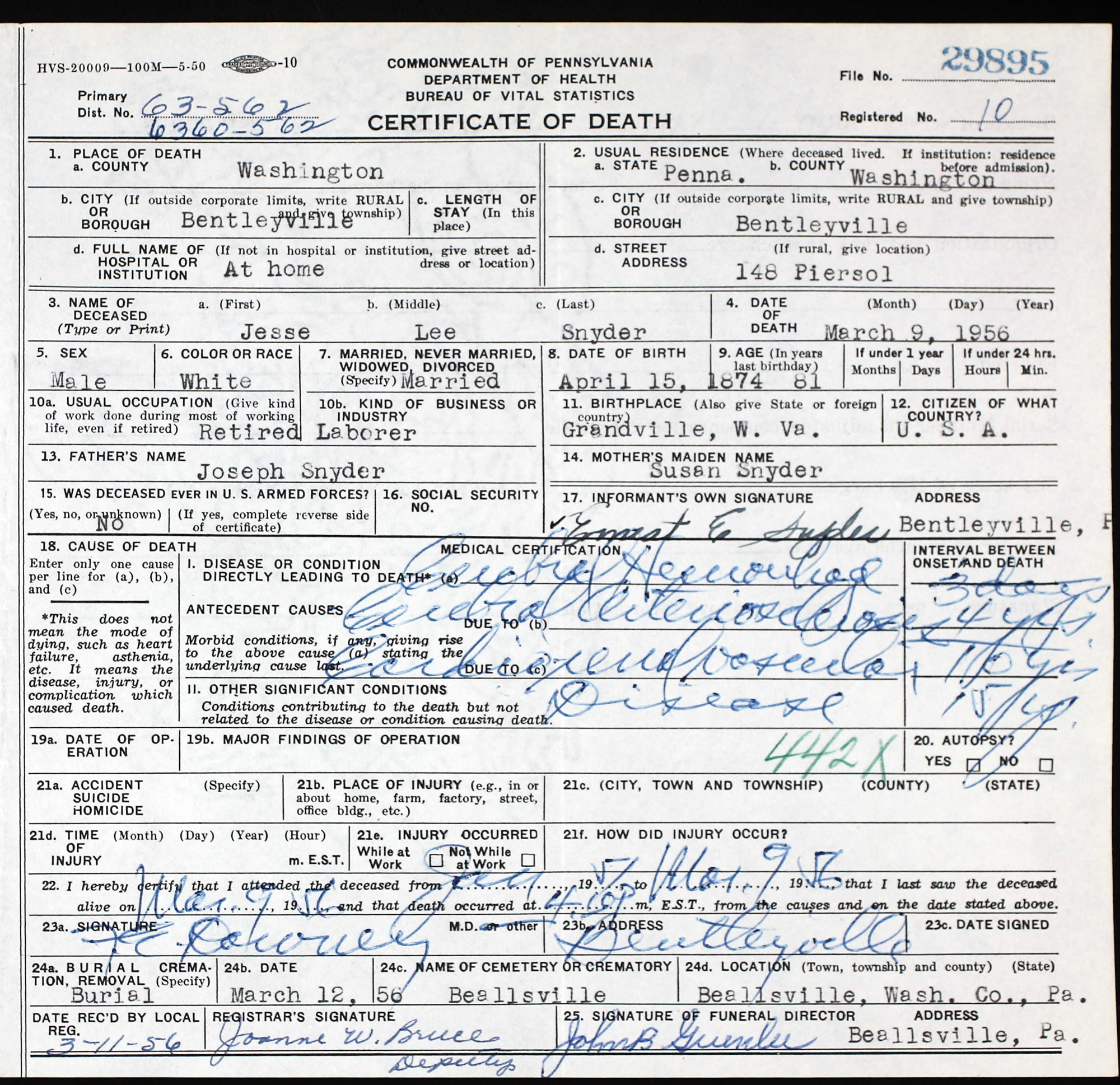 death certificate